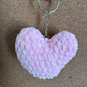 Pink Heart Plush Key Holder